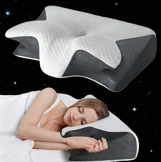 2025 Ergonomic Neck Horn Pillow for Side,Shoulder Relaxation, Soft Yet Firm Support,Back and Stomach Sleepers - Contoured Design